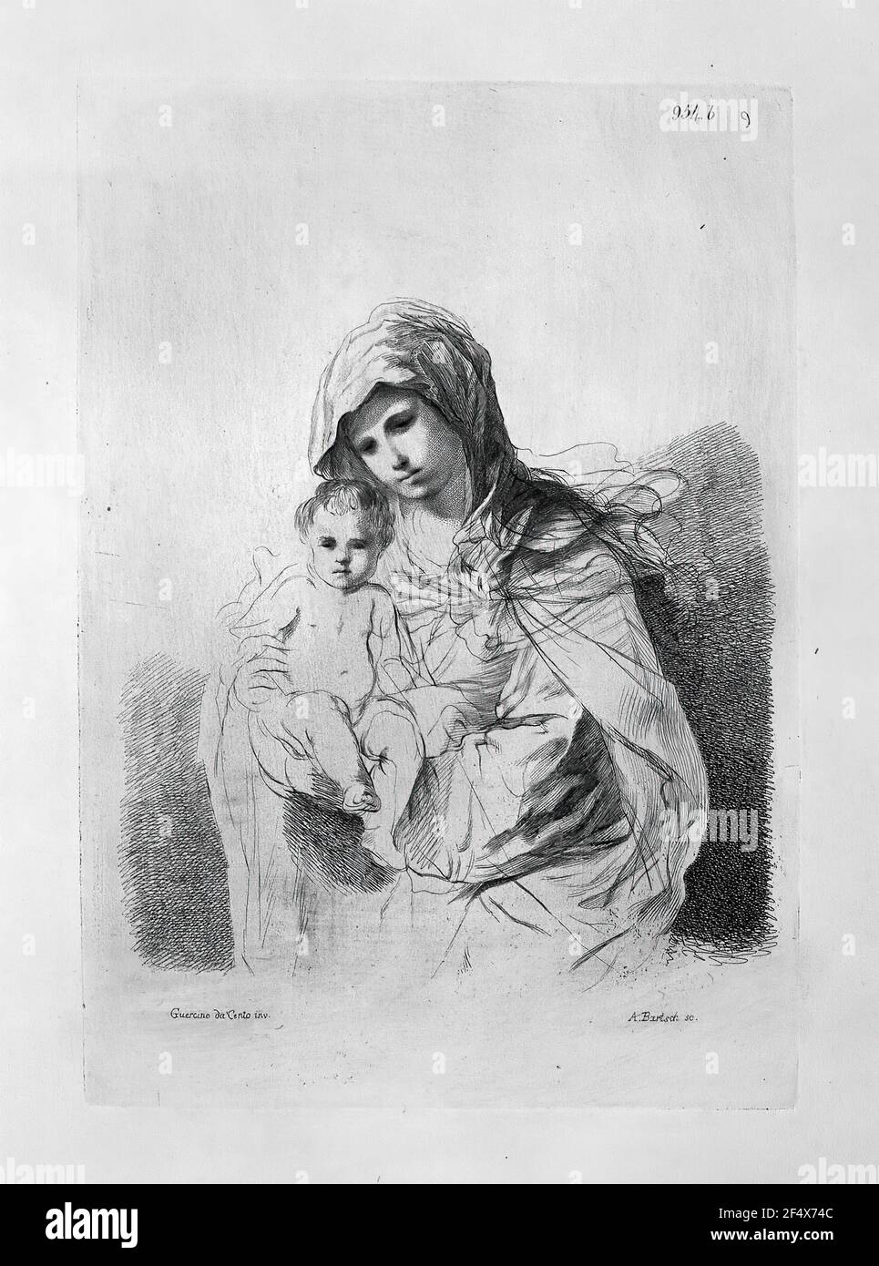 Giovanni Battista Piranesi - Virgin Child Half Figure Her Arms Guercino Stock Photo