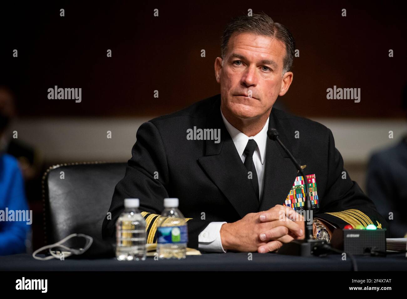 Admiral John C. Aquilino, USN, appears at a Senate Committee on Armed Services hearing regarding his nomination for reappointment to the grade of admiral and to be Commander, United States Indo-Pacific Command, Department of Defense, in the Dirksen Senate Office Building in Washington, DC, Tuesday, March 23, 2021. Credit: Rod Lamkey/CNP /MediaPunch Stock Photo