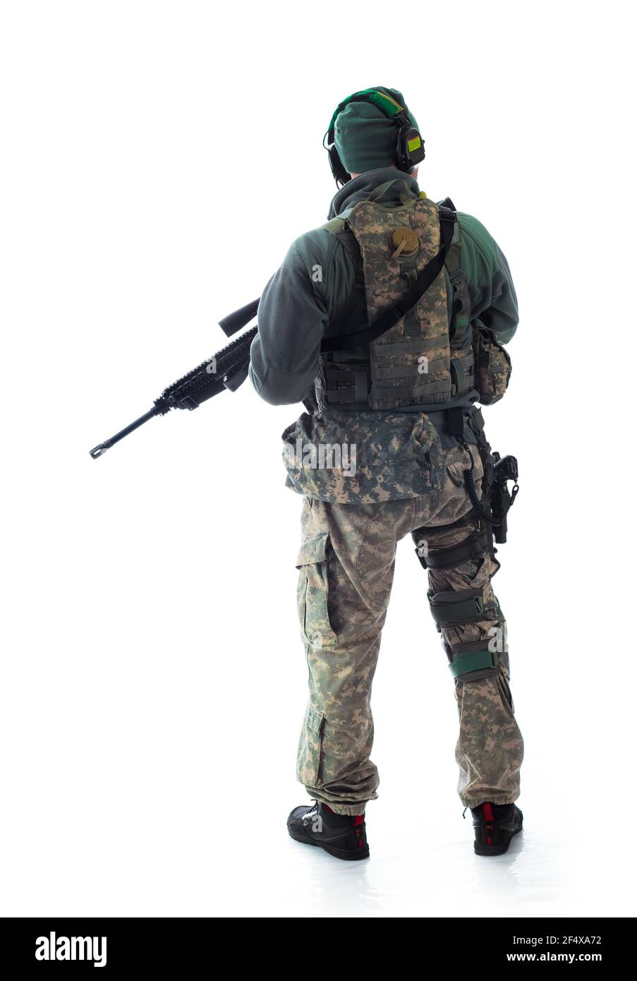 man military outfit a soldier in modern times on a white background in