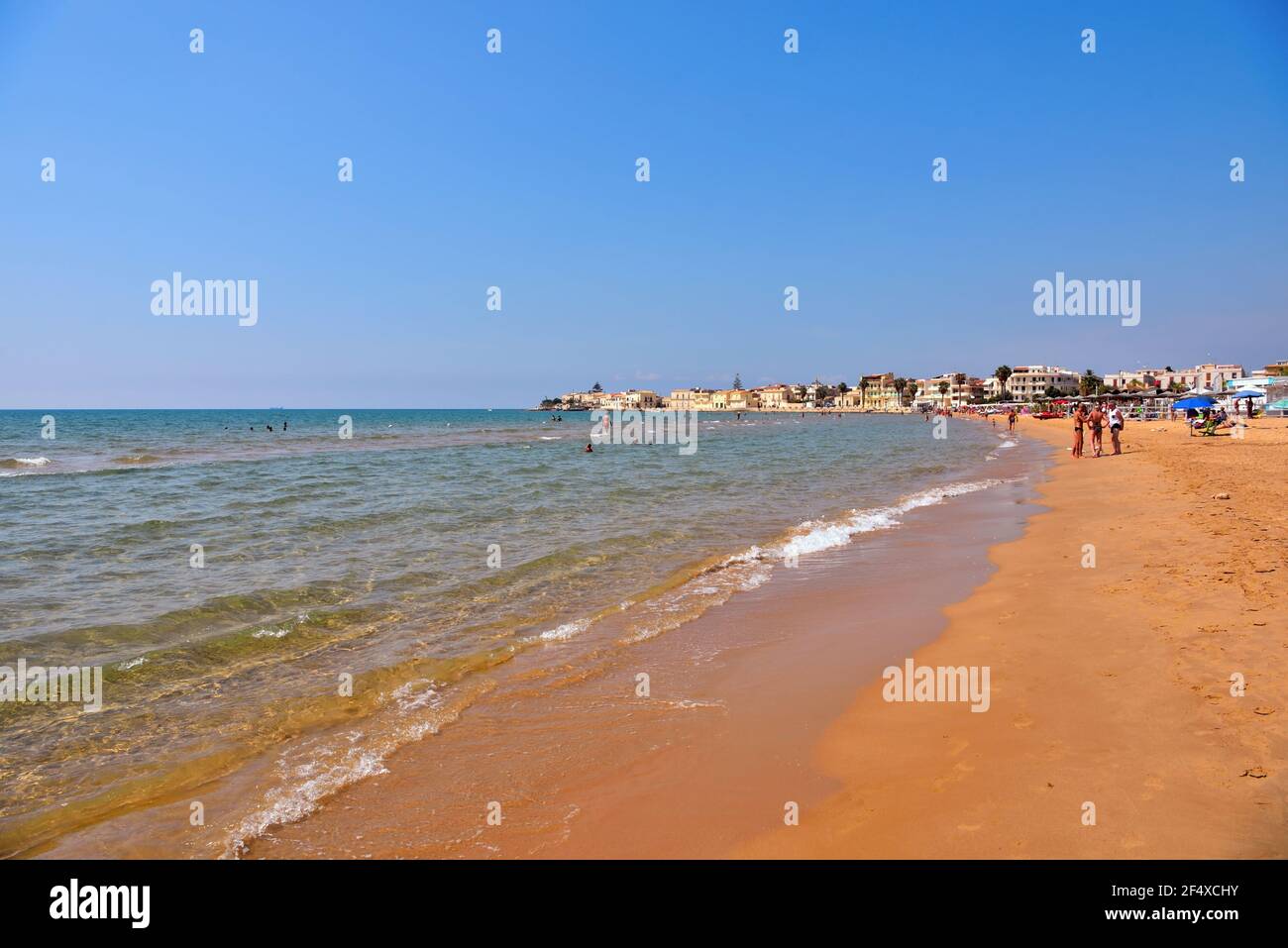 very long beach of sampieri in fine sand September 17 2018 Ragusa Italy Stock Photo