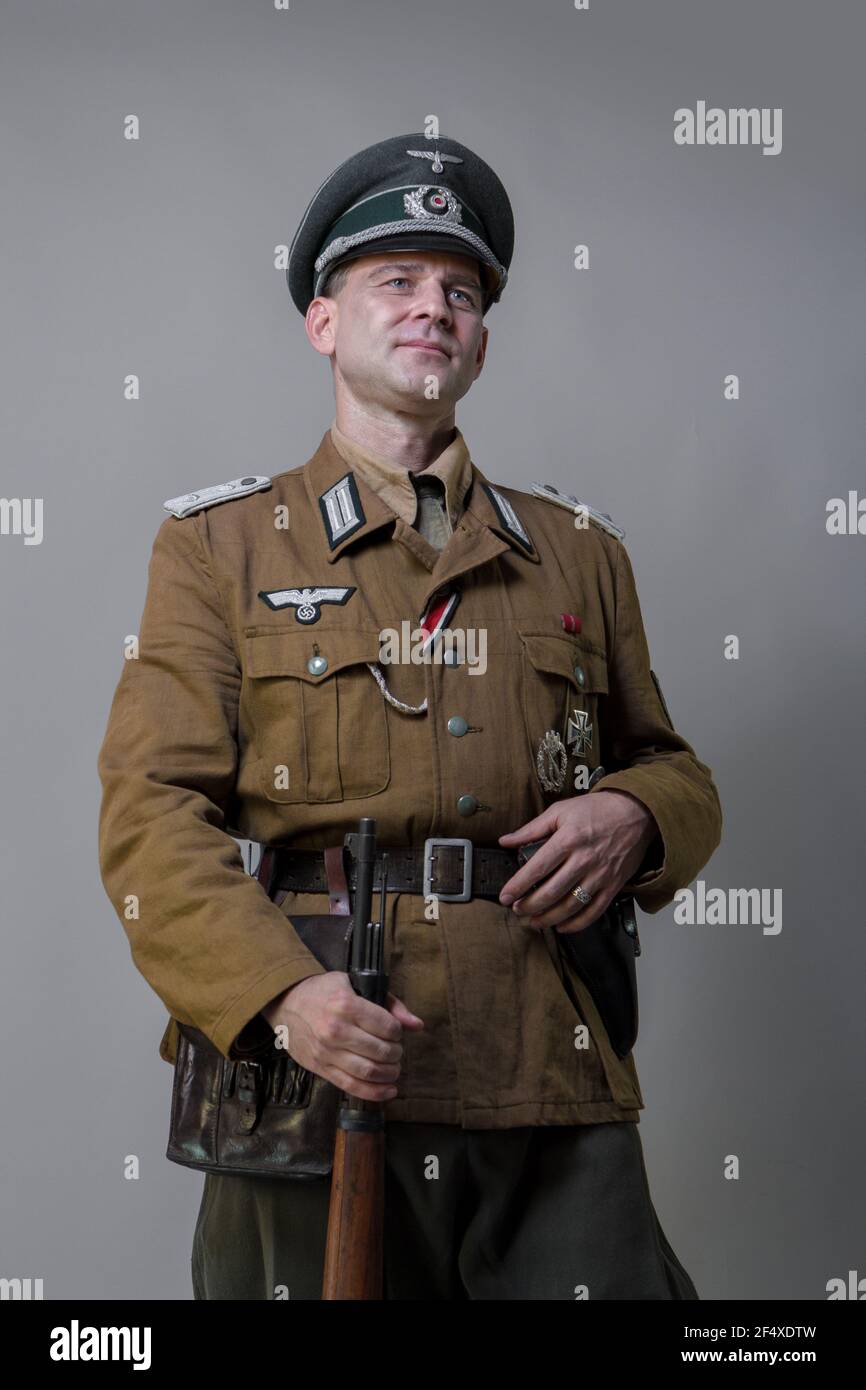 portrait of a man in a captain's uniform of the Wehrmacht during the ...