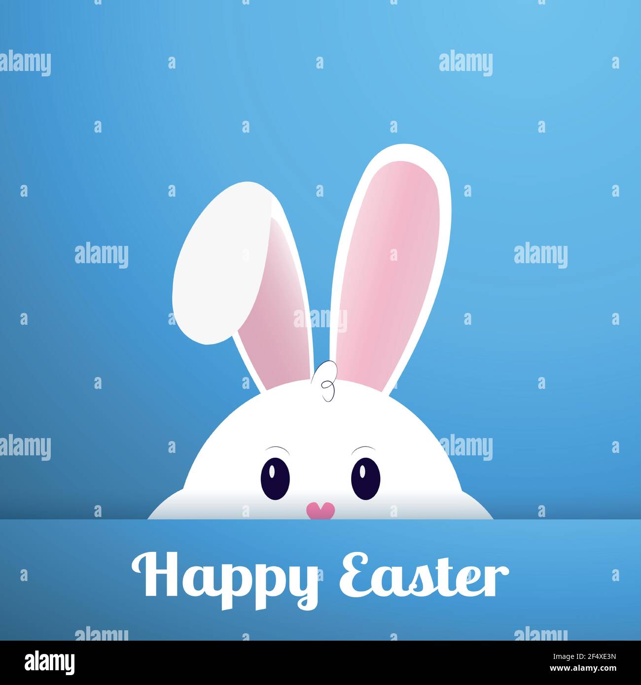 Easter Bunny with Thick Cheeks and Happy Holidays - Vector illustration Stock Vector