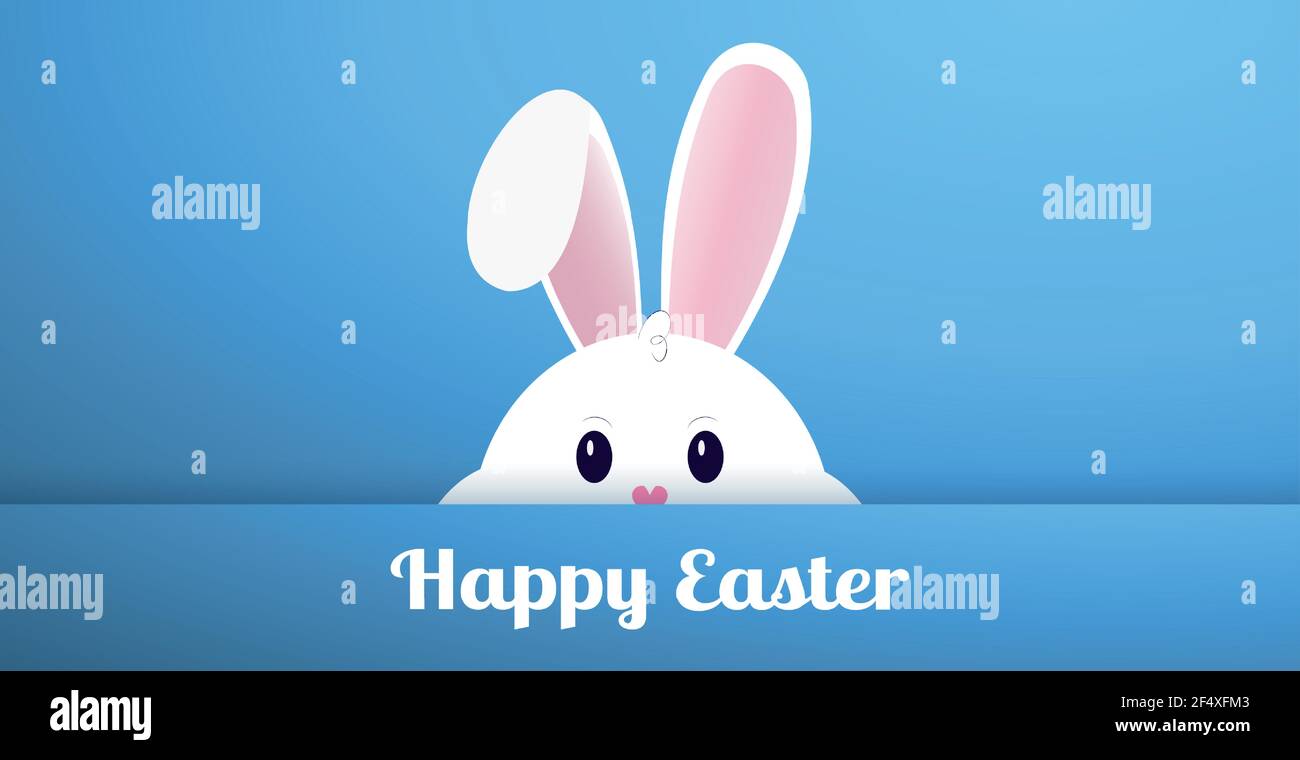 Easter Bunny with Thick Cheeks and Happy Holidays - Vector illustration Stock Vector