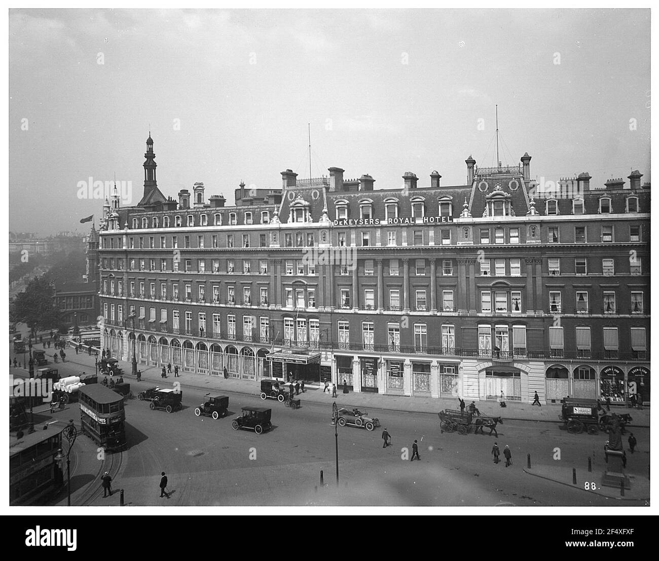 Street scene at Deceysers Royal Hotel in London Stock Photo
