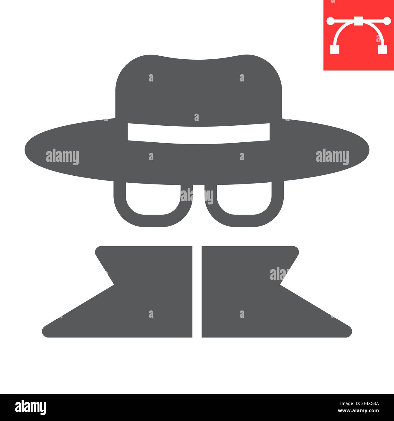 Spy agent glyph icon, anonymity and detective, incognito vector icon, vector graphics, editable stroke solid sign, eps 10. Stock Vector