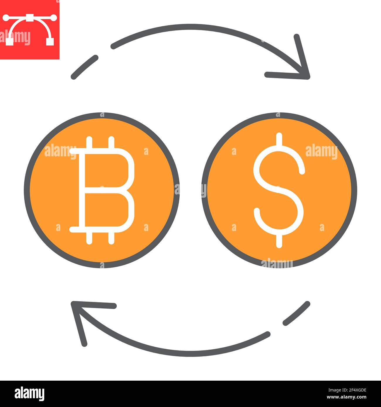 Bitcoin to dollar exchange color line icon, btc and usd, currency exchange  vector icon, vector graphics, editable stroke filled outline sign, eps 10  Stock Vector Image & Art - Alamy