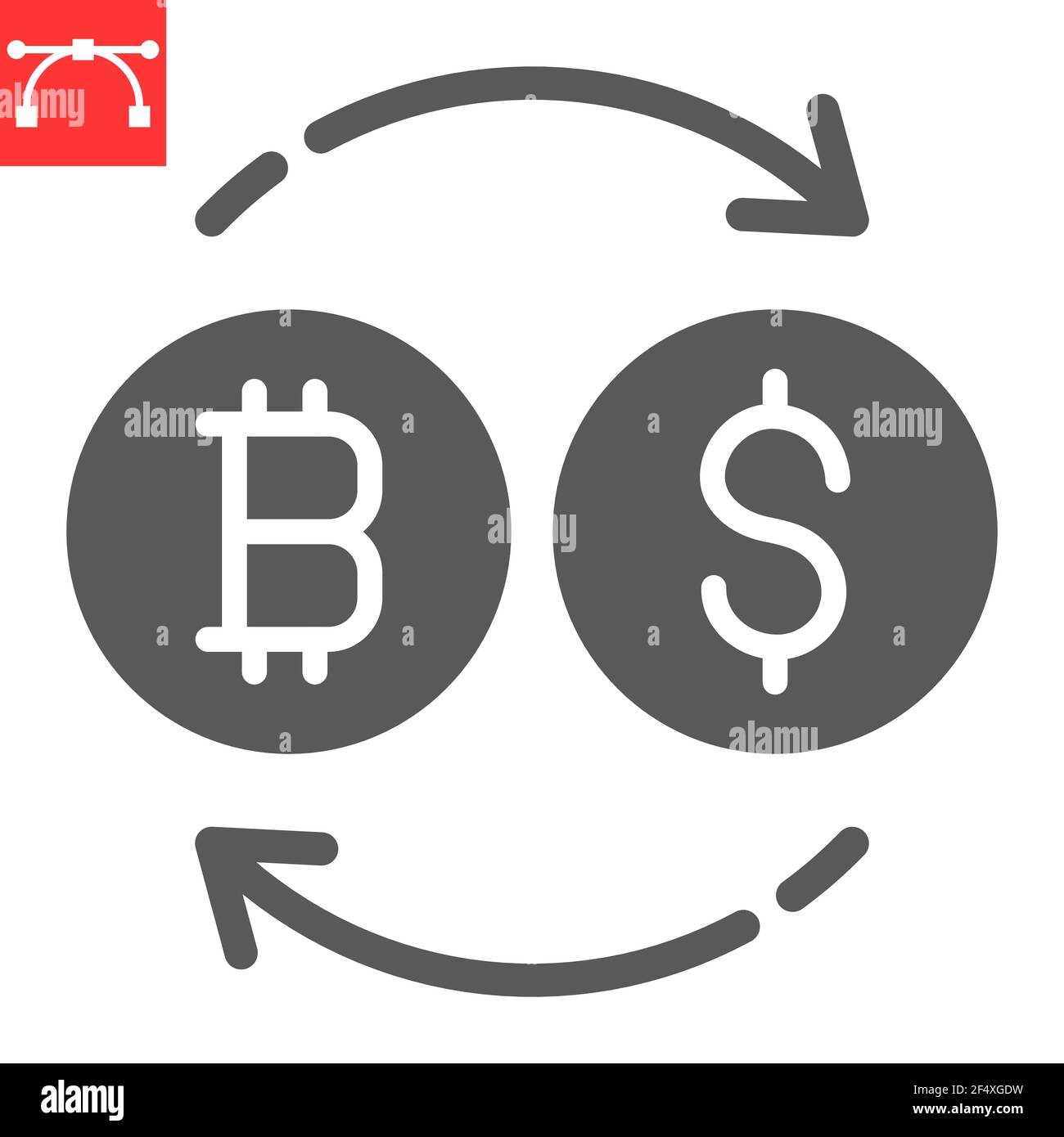 Bitcoin to dollar exchange glyph icon, btc and usd, currency exchange  vector icon, vector graphics, editable stroke solid sign, eps 10 Stock  Vector Image & Art - Alamy