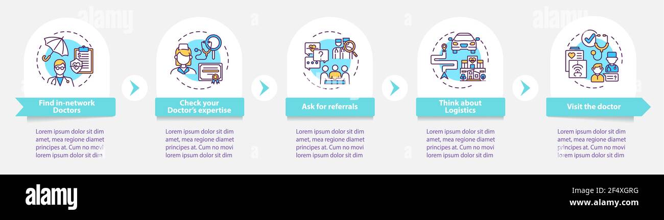 Choosing primary care doctor tips vector infographic template Stock Vector