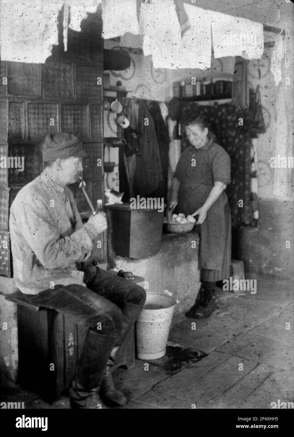 Smoke break in the kitchen Stock Photo Alamy