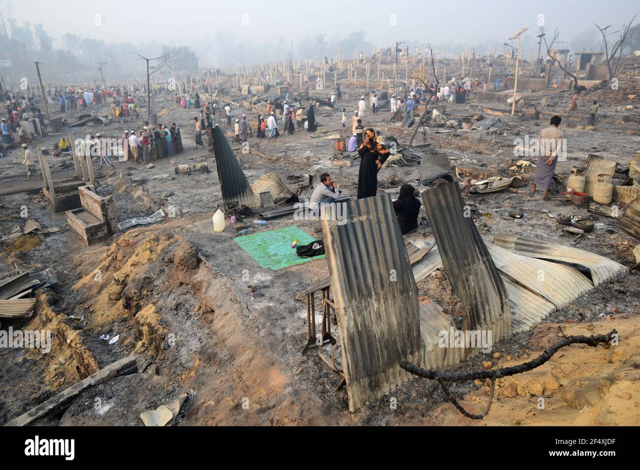 Cox's Bazar, Bangladesh. 23rd Mar, 2021. Massive fire destroys around 10000 homes and 15 killed on Monday March 22 in Rohingya refugee camp at Cox'x Bazar, Bangladesh.Credit: Md Zakirul Mazed/Alamy live News Stock Photo