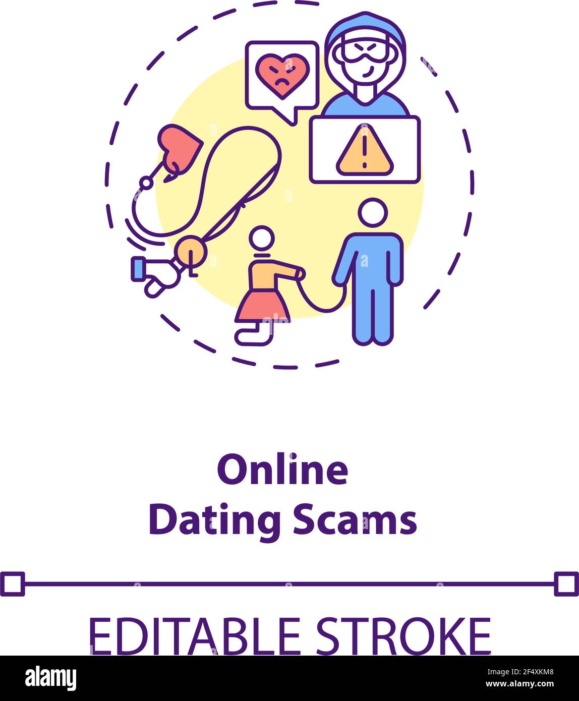 Online dating scams concept icon. Stock Vector