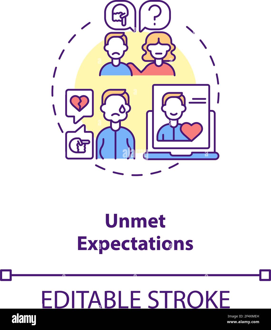Unmet expectations concept icon. Stock Vector