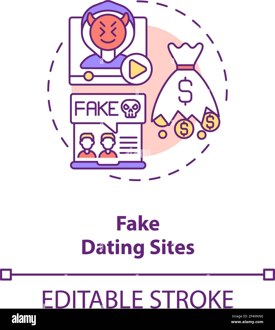 Fake dating website concept icon. Stock Vector