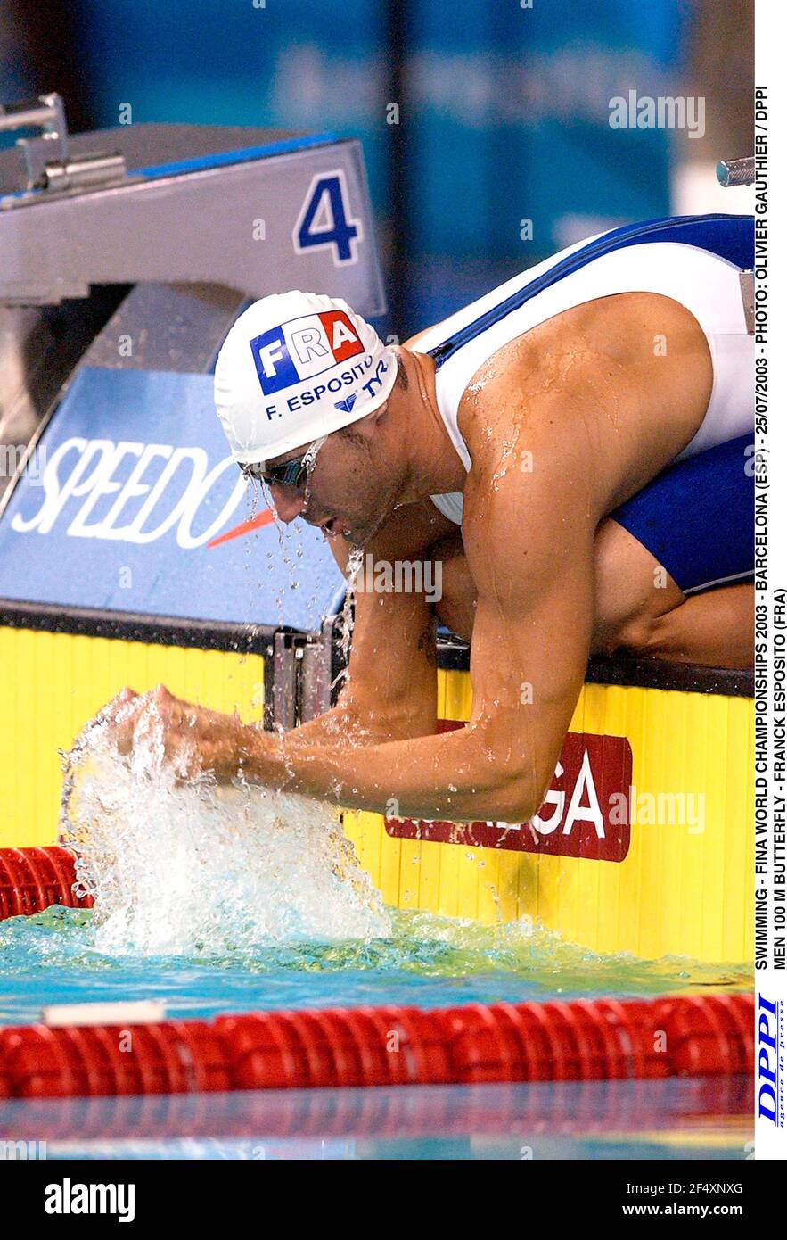 SWIMMING - FINA WORLD CHAMPIONSHIPS 2003 - BARCELONA (ESP) - 25/07/2003 - PHOTO: OLIVIER GAUTHIER / DPPI MEN 100 M BUTTERFLY - FRANCK ESPOSITO (FRA) Stock Photo