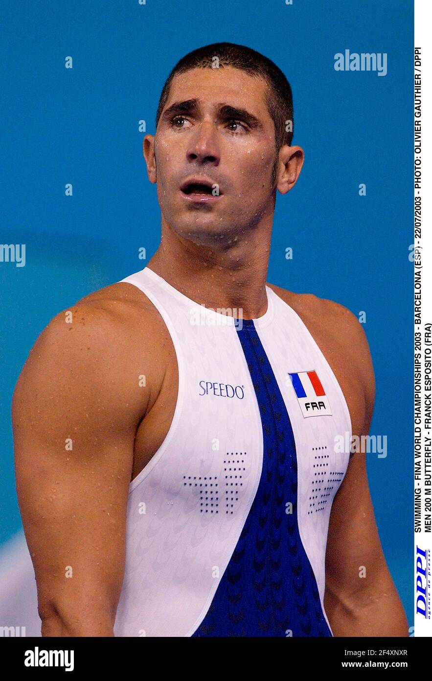 SWIMMING - FINA WORLD CHAMPIONSHIPS 2003 - BARCELONA (ESP) - 22/07/2003 - PHOTO: OLIVIER GAUTHIER / DPPI MEN 200 M BUTTERFLY - FRANCK ESPOSITO (FRA) Stock Photo