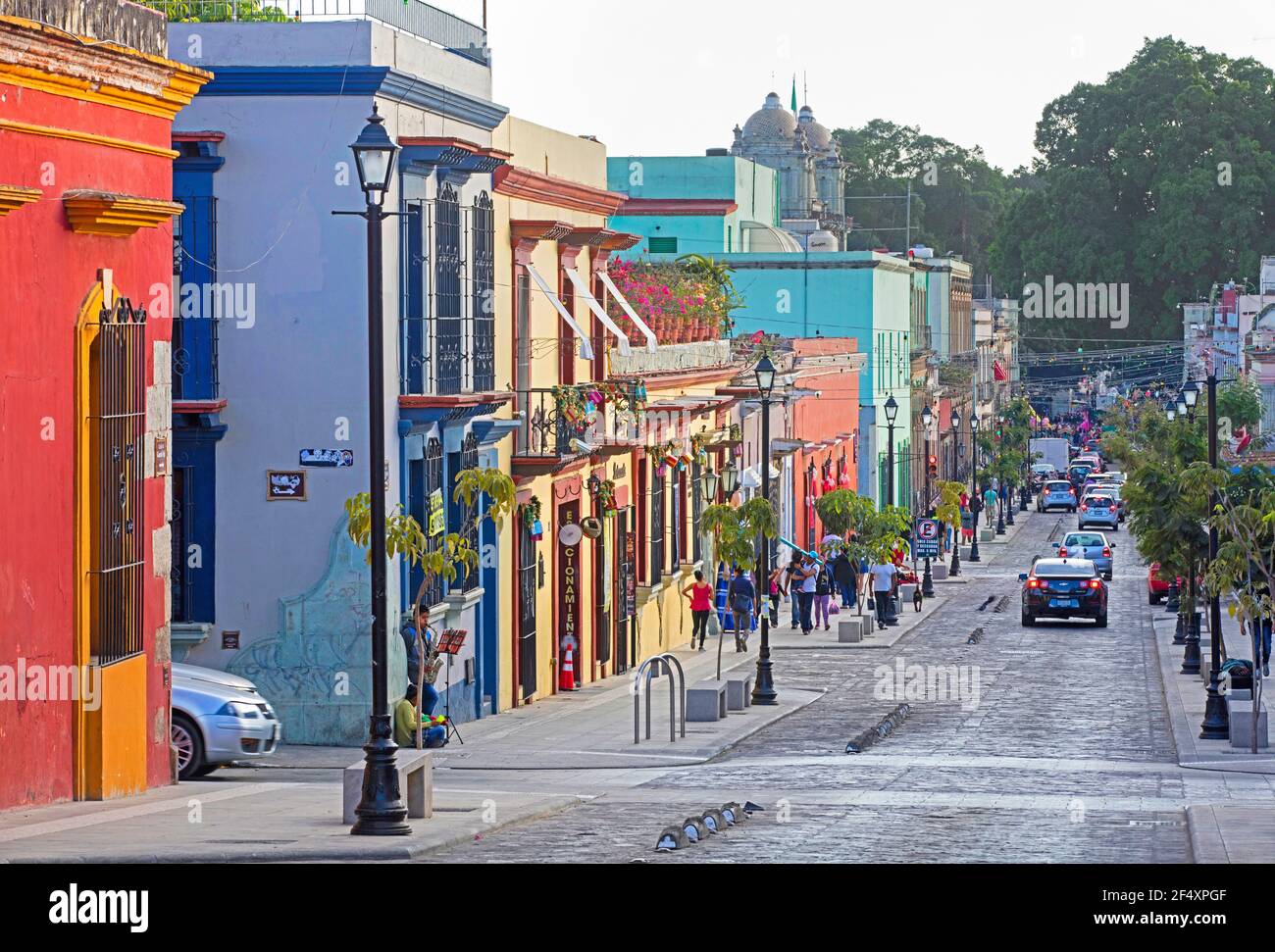 Colourful shops and houses in the colonial historic city centre of