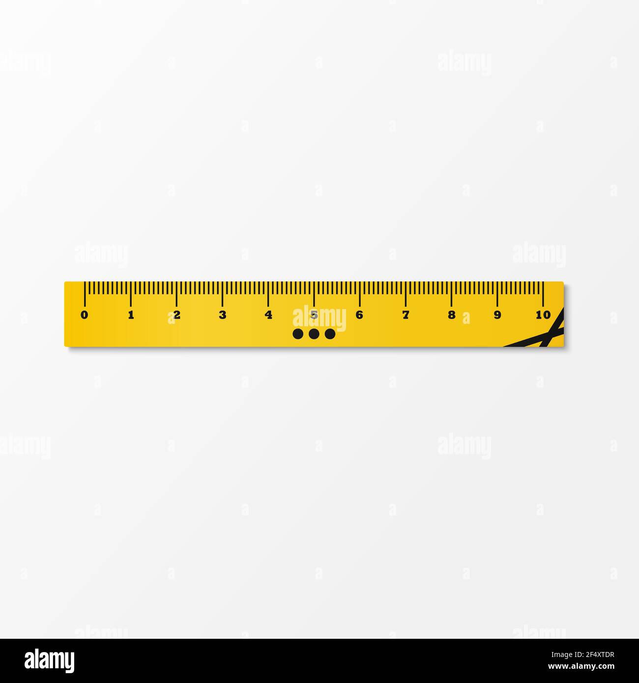 Ruler. Black and yellow color. Vector illustration clipart. Realistic mockup in corporate colors. EPS 10. Isolated. Stock Vector