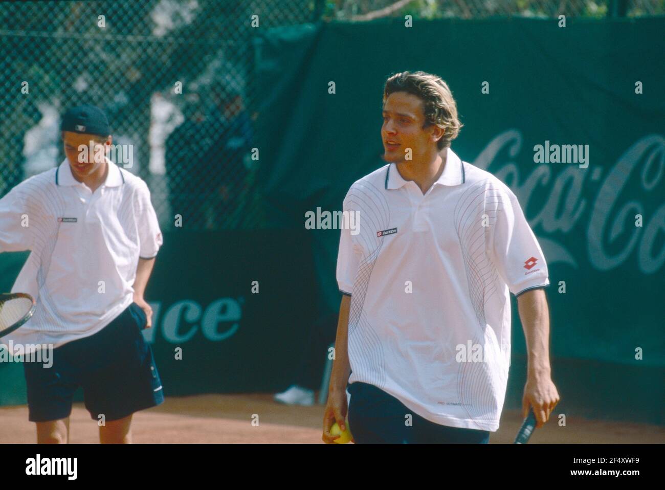 Tunisian tennis players Malek Jaziri and Mohamed Haythem Abid, 2013 Stock Photo