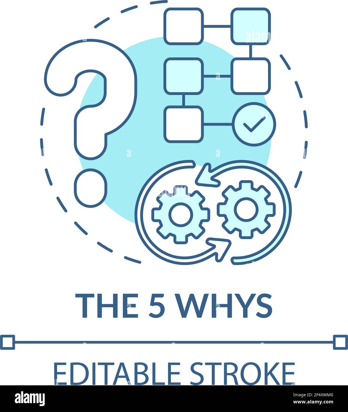 The 5 whys blue concept icon stock vector image art alamy