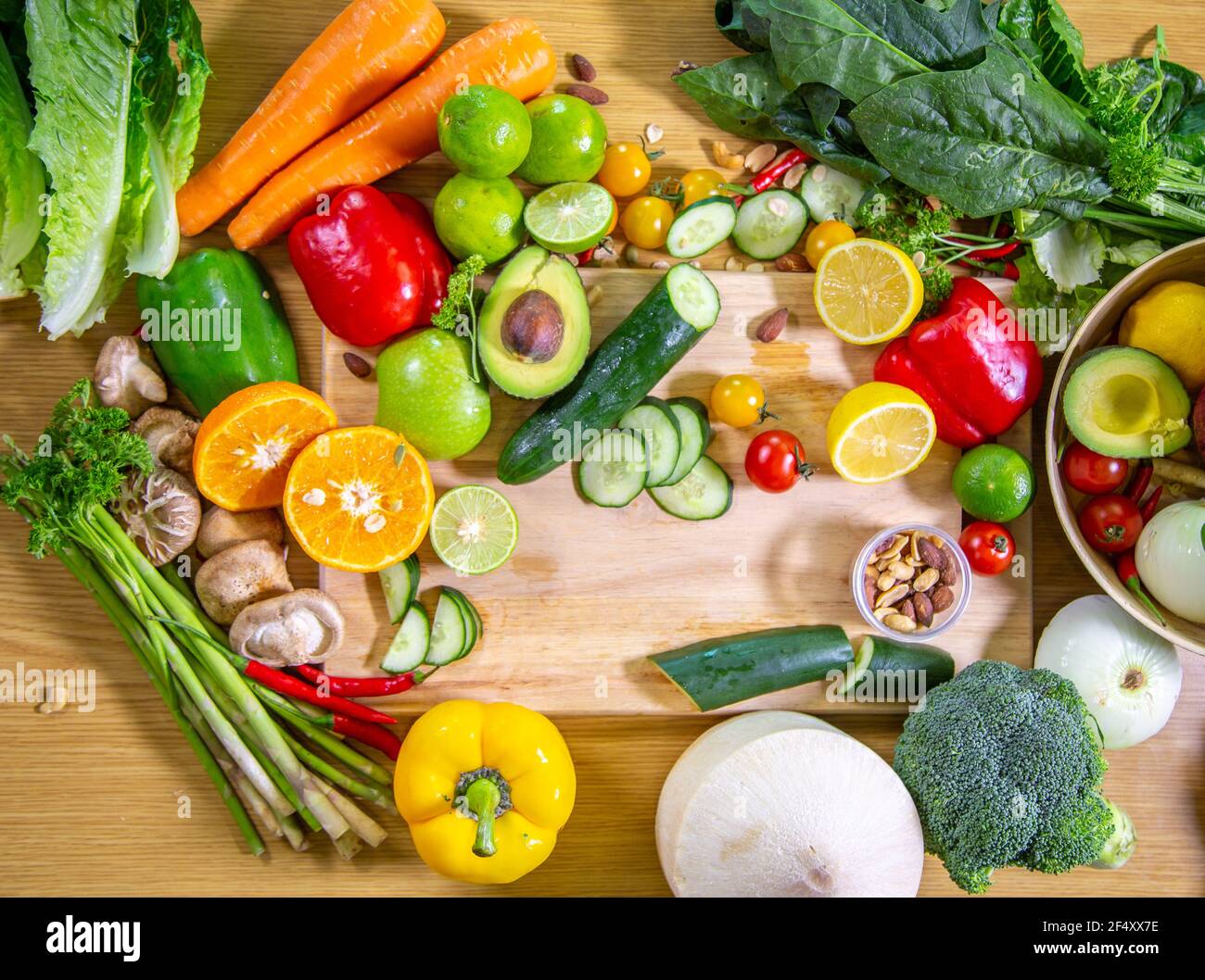 Healthy food clean eating selection: fruit, vegetable, seeds, superfood ...