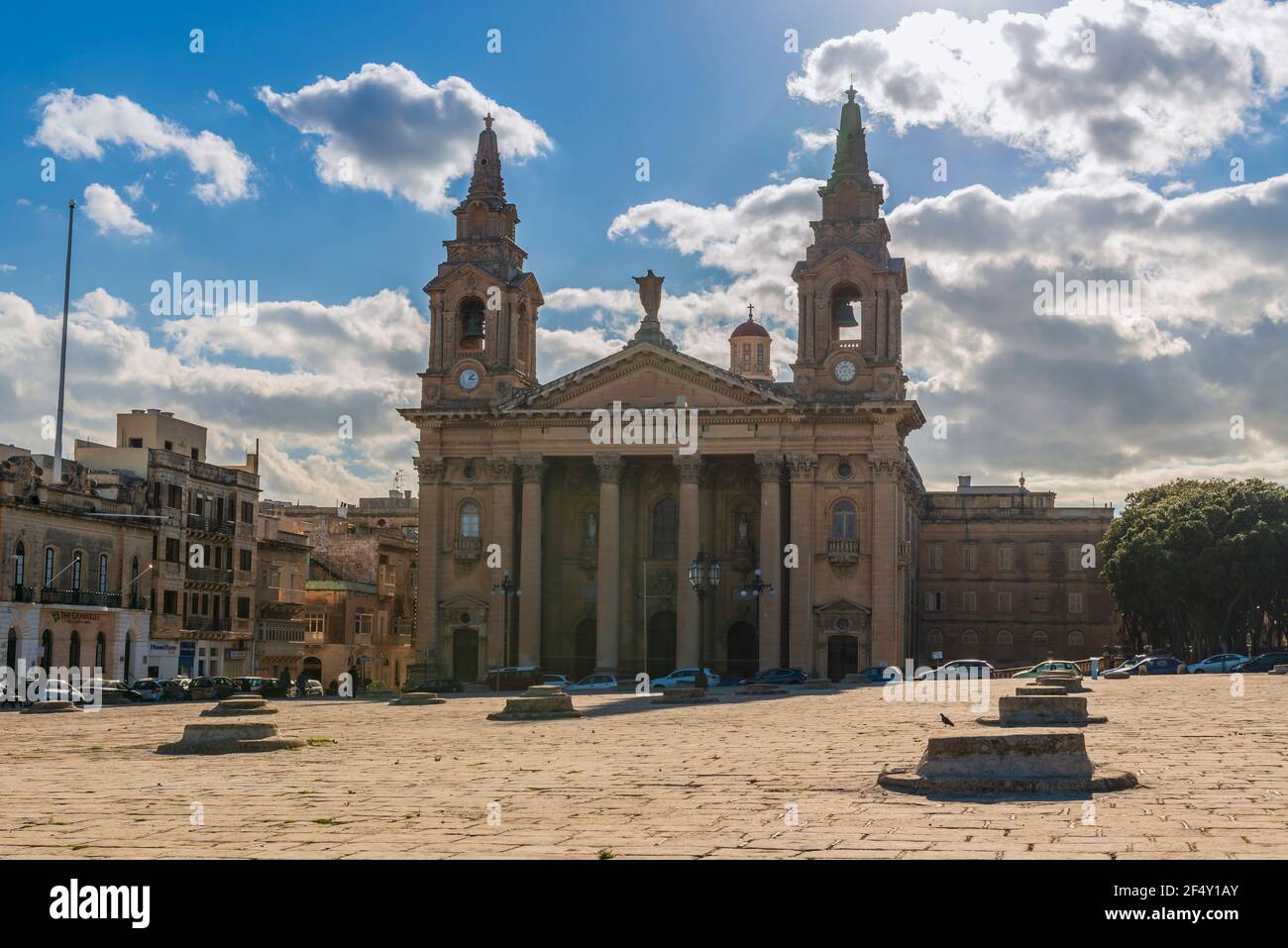 Saint-Publius Church in Floriana, near Valletta on the island of Malta in the far south of Europe Stock Photo