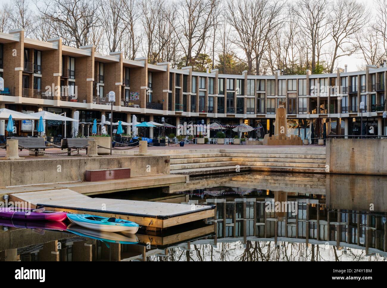 Reston, VA, USA Early morning photo of waterfront condos in the Lake