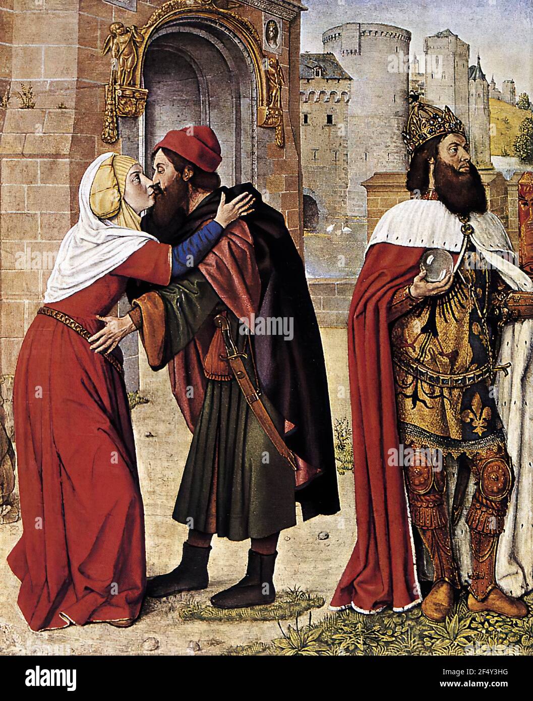 Jean Hey (called Master of Moulins) - Meeting Golden Gate C 1488 Stock Photo