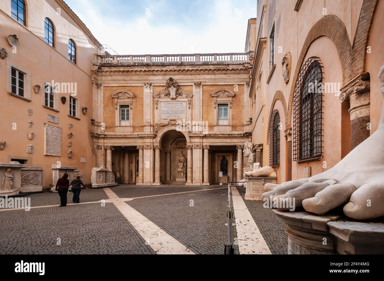 Colossal statues in an interior courtyard of the Capitoline Museums in Rome in Lazio, Italy Stock Photo