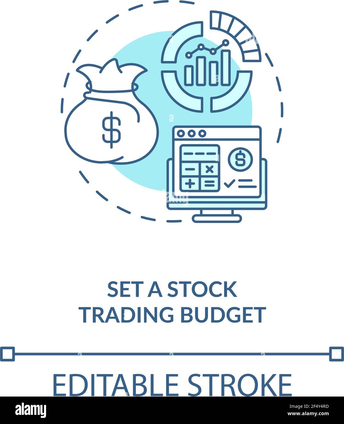 Setting stock trading budget concept icon Stock Vector