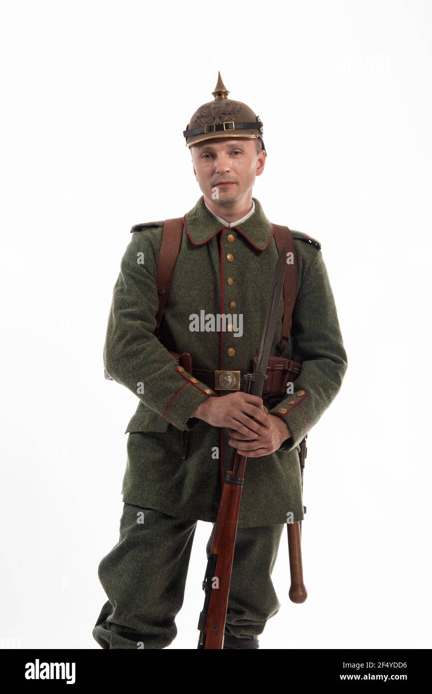 Actor in the form of a German infantryman from the times of the First ...