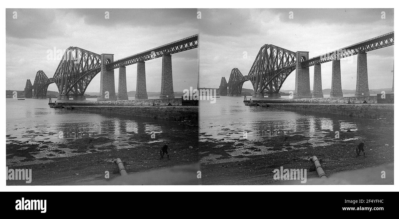 Edinburgh (Great Britain). Railway bridge over the Firth of Fort Stock Photo