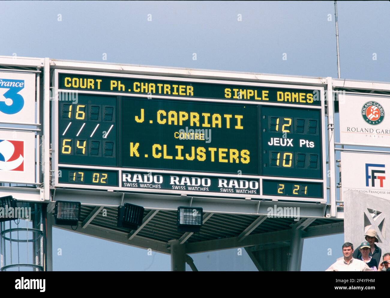 Scoreboard of the central tennis court of Roland Garros, France 2001 Stock  Photo - Alamy