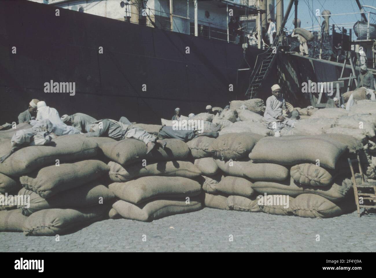 Travel photos Egypt. Alexandria. Port. Loading kai with bags and load ...