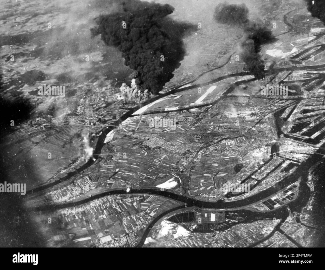 Bombing of Hamburg, Germany during World War II Stock Photo
