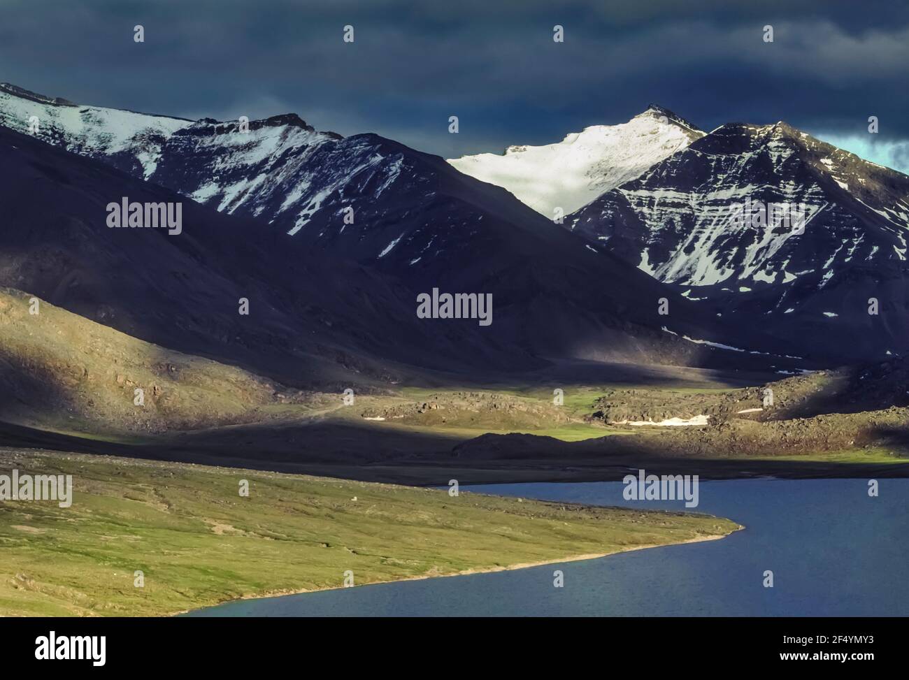 A lake nestled in the mountain just north of the spine of the Brooks 