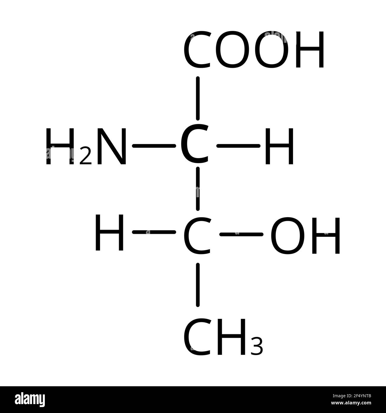 Threonine is an amino acid. Chemical molecular formula of threonine amino acid. Vector illustration on isolated background Stock Vector