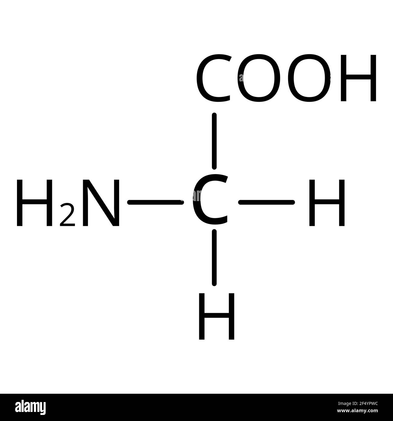 Amino acid Glycine. The chemical molecular formula of glycine is an amino acid. Vector illustration on isolated background Stock Vector