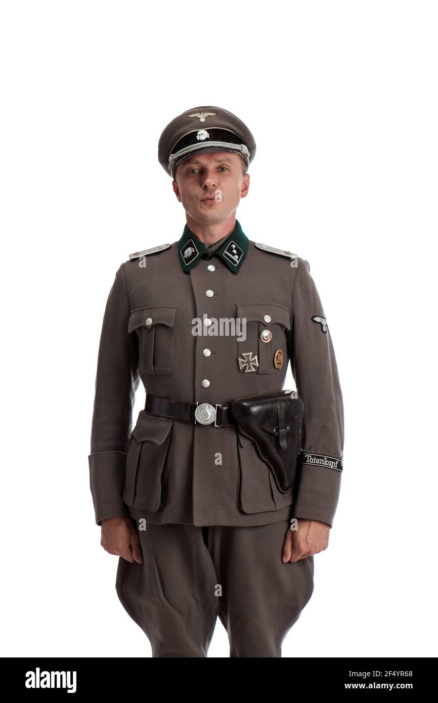 Man actor in historical military uniform as an officer of the German ...