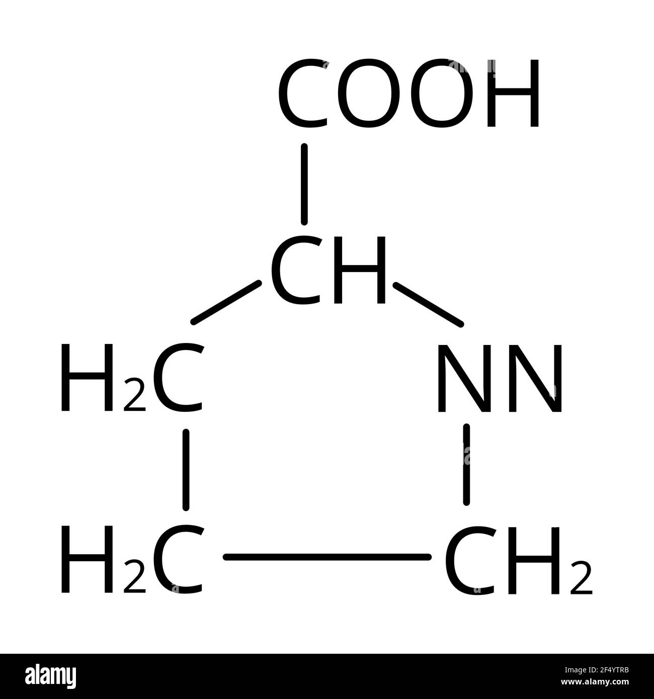 Amino acid Proline. Chemical molecular formula proline amino acid. Vector illustration on isolated background Stock Vector