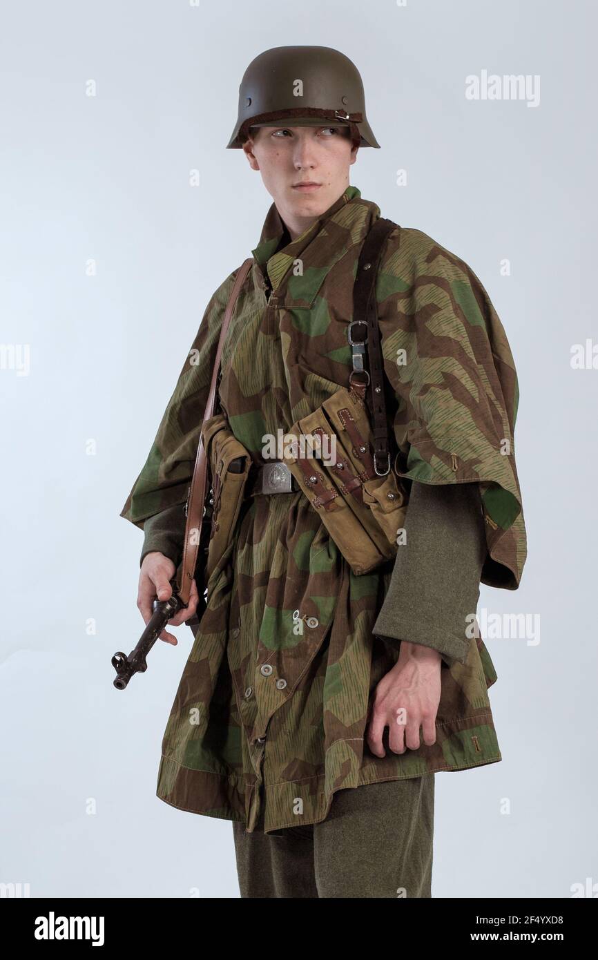 Male actor reenactor in historical uniform as an officer of the German ...