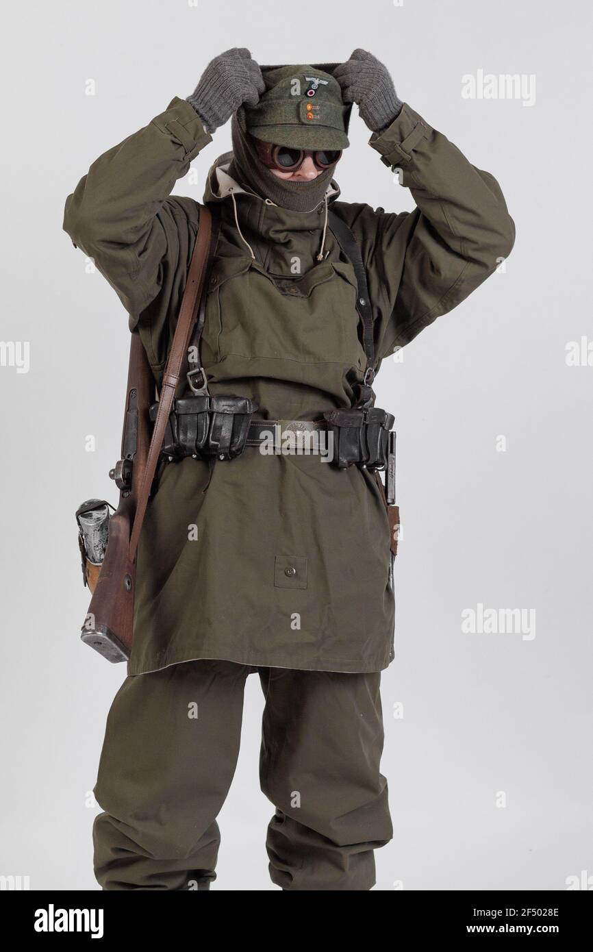 male actor in the winter military uniform of an German soldier, the period  1941-1945, the World War II Stock Photo - Alamy