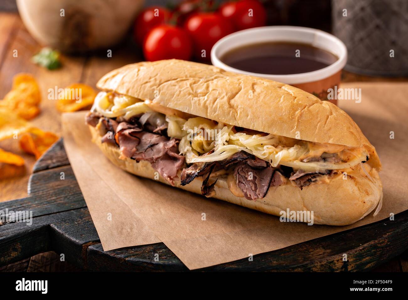 Italian beef sandwich au jus in a bowl Stock Photo Alamy