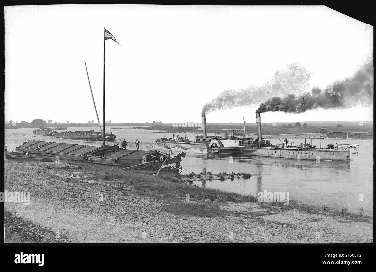 Dommitzsch. Loading place, ferry and dragging Stock Photo