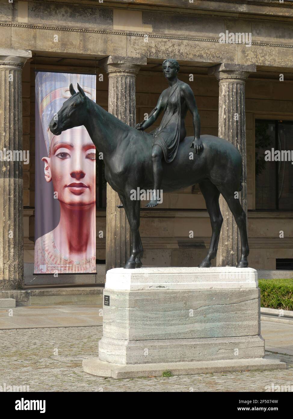 Amazon riding a horse, sculpture Stock Photo Alamy