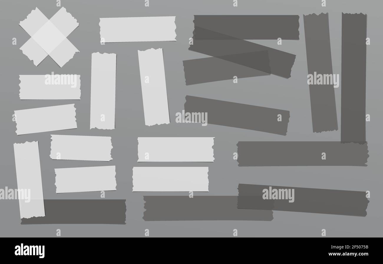 Set of white and dark grey different size adhesive, sticky, masking