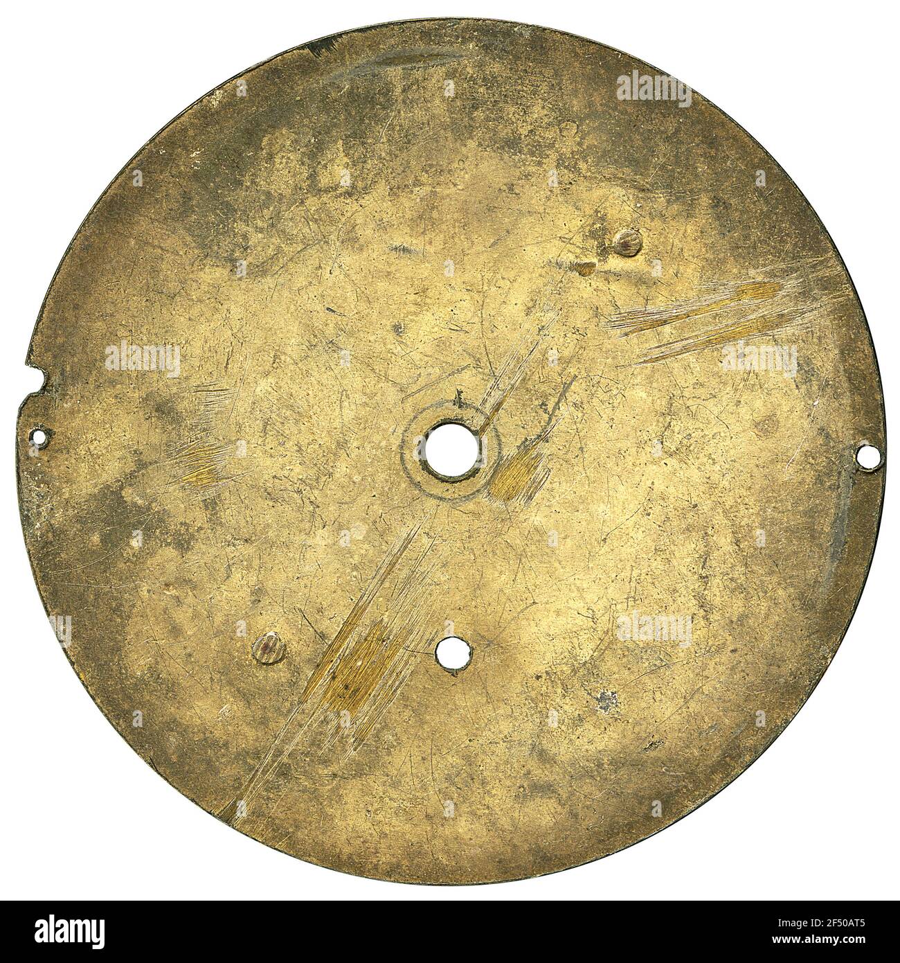 Antique pocket brass watch dial backside cracked, broken and dirty