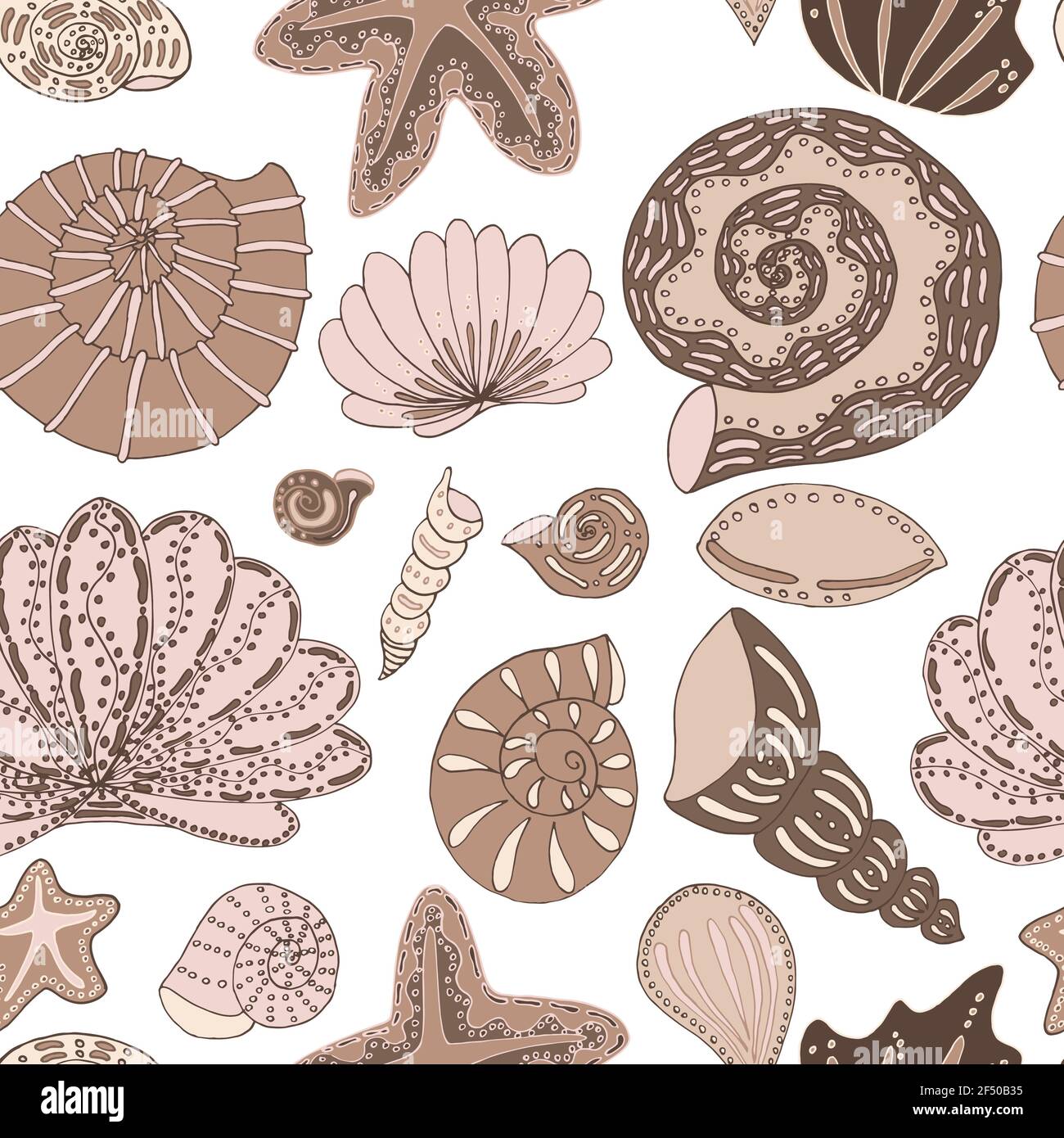 vector seamless pattern seashells and stars Stock Photo - Alamy