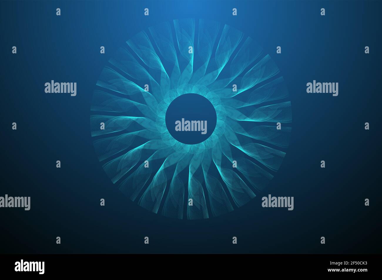 Quantum computer technology concept. Deep learning artificial intelligence. Big data algorithms visualization for business, science, technology. Waves Stock Photo