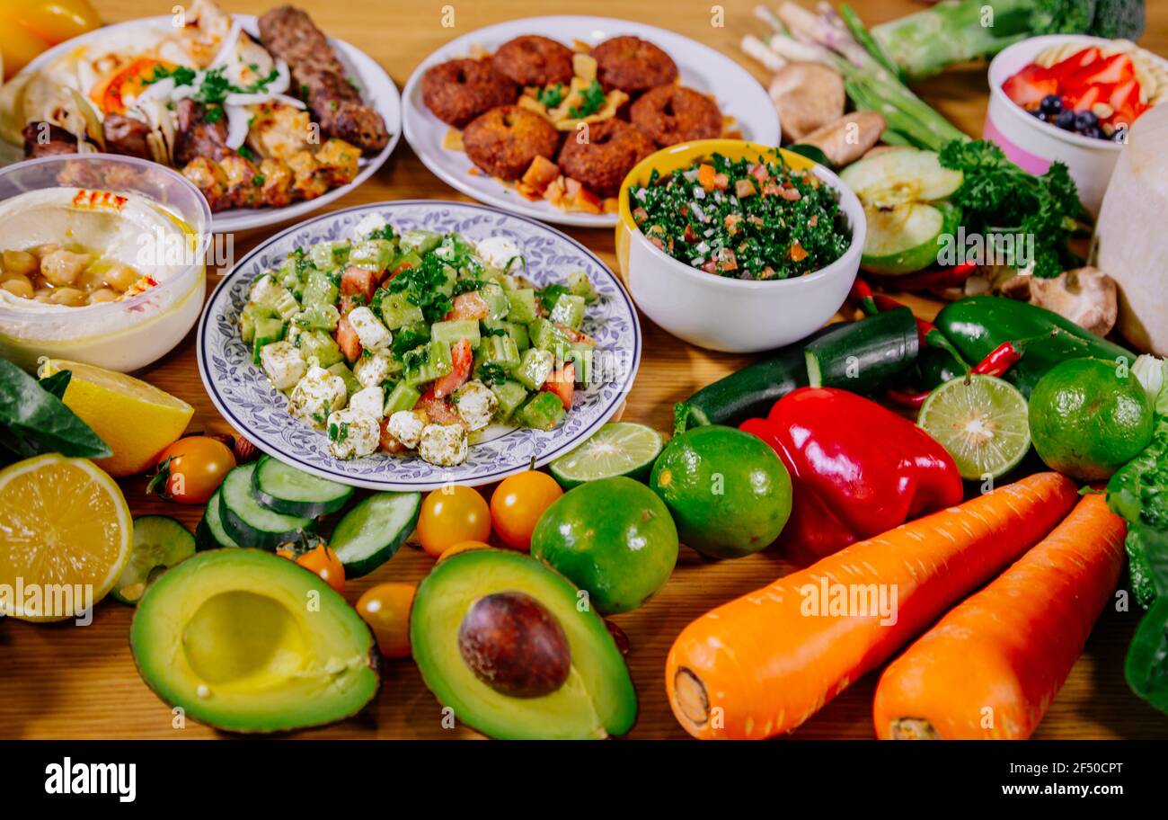 Healthy food clean eating selection: fruit, vegetable, seeds, superfood ...