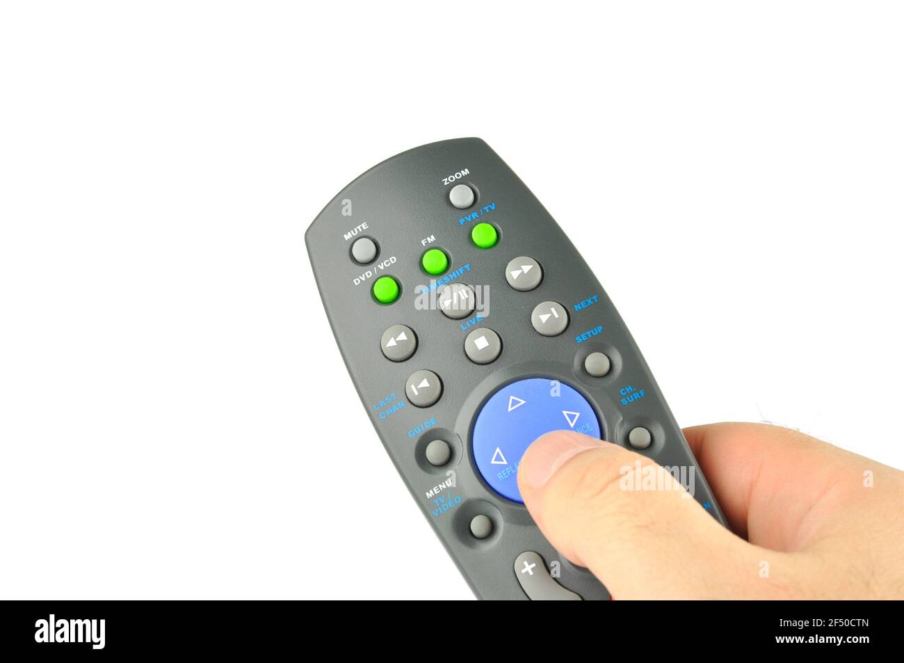 Remote control in the hand isolated on white background Stock Photo